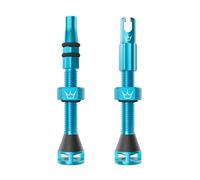 Peaty's Holeshot Fast Flow Tubeless Valves - High Airflow Anti Sealant Clog Design, Fast Tyre Setup, Fully Serviceable 7075 Aluminium, Bike Tyre Valves Compatible with MTB Rim Inserts, 42mm Turquoise