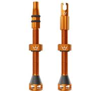Peaty's Holeshot Fast Flow Tubeless Valves - High Airflow Anti Sealant Clog Design, Fast Tyre Setup, Fully Serviceable 7075 Aluminium, Bike Tyre Valves Compatible with MTB Rim Inserts, 60mm Mango