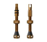 Peaty's Holeshot Fast Flow Tubeless Valves - High Airflow Anti Sealant Clog Design, Fast Tyre Setup, Fully Serviceable 7075 Aluminium, Bike Tyre Valves Compatible with MTB Rim Inserts, 42mm Bourbon