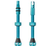 Peaty's Holeshot Fast Flow Tubeless Valves - High Airflow Anti Sealant Clog Design, Fast Tyre Setup, Fully Serviceable 7075 Aluminium, Bike Tyre Valves Compatible with MTB Rim Inserts, 60mm Turquoise
