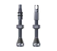 Peaty's Holeshot Fast Flow Tubeless Valves - High Airflow Anti Sealant Clog Design, Fast Tyre Setup, Fully Serviceable 7075 Aluminium, Bike Tyre Valves Compatible with MTB Rim Inserts, 42mm Slate