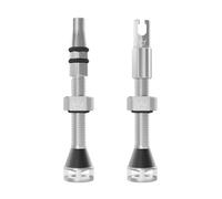 Peaty's Holeshot Fast Flow Tubeless Valves - High Airflow Anti Sealant Clog Design, Fast Tyre Setup, Fully Serviceable 7075 Aluminium, Bike Tyre Valves Compatible with MTB Rim Inserts, 42mm Silver
