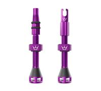 Peaty's Holeshot Fast Flow Tubeless Valves - High Airflow Anti Sealant Clog Design, Fast Tyre Setup, Fully Serviceable 7075 Aluminium, Bike Tyre Valves Compatible with MTB Rim Inserts, 42mm Violet