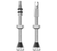 Peaty's Holeshot Fast Flow Tubeless Valves - High Airflow Anti Sealant Clog Design, Fast Tyre Setup, Fully Serviceable 7075 Aluminium, Bike Tyre Valves Compatible with MTB Rim Inserts, 60mm Silver