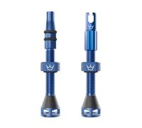 Peaty's Holeshot Fast Flow Tubeless Valves - High Airflow Anti Sealant Clog Design, Fast Tyre Setup, Fully Serviceable 7075 Aluminium, Bike Tyre Valves Compatible with MTB Rim Inserts, 42mm Navy