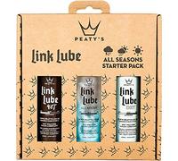 Peaty's LinkLube All-Seasons Bike Chain Lubricant Starter Pack - Includes 3 x 60ml Wet & Dry Lube, 60ml All-Weather Bicycle Lubricant - Readily Biodegradable for MTB, Road, E-Bikes, Bike Gift Pack