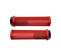 Peaty's Handlebar Grips – Monarch Knurl – Thick 32-34mm, Ergonomic Finger Bars & Thumb Pad, Red