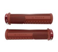 Peaty's Monarch Pro Mountain Bike Grips - Mushroom Texture Handle Grips for Trail Comfort, Dual Compound Design with Impact Dampening Core, BMX, Ebike & MTB Handlebar Grip - Thin 30-32mm, Brick Red