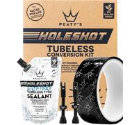 Peaty's Tubeless Wheel Conversion Kit - Bike Kit with Rim Tape, Valves, Holeshot Biofibre Sealant Pouches, Tubeless Puncture Repair Kit, Black