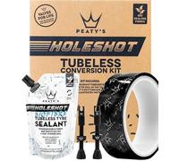 Peaty's Tubeless Wheel Conversion Kit - Enduro & DH - 30mm Tape / 42mm Valves / 2x 120ml Holeshot Biofibre Sealant Pouch, Black, 30mm Enduro & DH