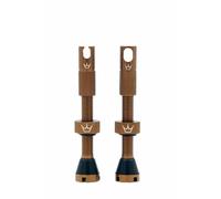 Peaty's X Chris King MK2 Tubeless Valves Presta - Integrated Spoke Key & Valve Core Removal Caps, Mountain Bike, Road & Gravel Bicycle Tyre, Insert Compatible, 7075 Aluminium - 42mm, Bourbon
