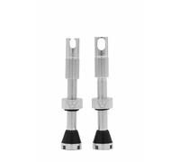 Peaty's X Chris King MK2 Tubeless Valves Presta - Integrated Spoke Key & Valve Core Removal Caps, Mountain Bike, Road & Gravel Bicycle Tyre, Insert Compatible, 7075 Aluminium - 42mm, Silver