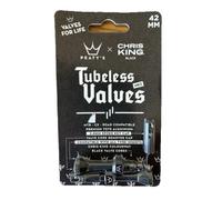 Peaty's X Chris King MK2 Tubeless Valves Presta - Integrated Spoke Key & Valve Core Removal Caps, Mountain Bike, Road & Gravel Bicycle Tyre, Insert Compatible, 7075 Aluminium - 42mm, Black