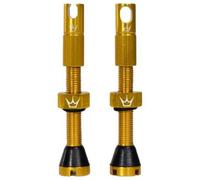 Peaty's X Chris King MK2 Tubeless Valves Presta - Integrated Spoke Key & Valve Core Removal Caps, Mountain Bike, Road & Gravel Bicycle Tyre, Insert Compatible, 7075 Aluminium - 60mm, Gold