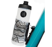 Peaty's x Fidlock Lockin Magnetic 600ml Regular Bike Water Bottle & Mount - Drink Holder & Bottle Set, Premium Alternative To Cage, Twist & Release, Cycling Accessories - Topo Clear
