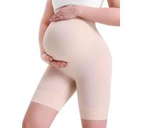 Peauty “Baby Bump” Premium Maternity Shapewear, High Waisted Mid-Thigh Pregnancy Underwear Prevent Chaffing Belly Support, Creme, Medium
