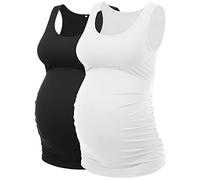 Peauty Maternity Tank Tops Plus Sizes Regular Sleeveless Ruched Clothes - Black - Medium
