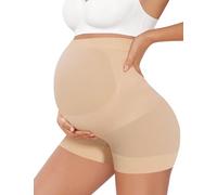 Peauty Seamless Maternity Shapewear & Underwear 2-in-1, Non-Roll Edge Pregnancy Shorts Essentials (S-3XL), Nude, Large