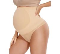 Peauty Women's Seamless Maternity Thong Underwear (S-3XL) - High Waisted No Panty Lines Shapewear for Dresses & Formal Wear, Nude, M