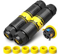 PEBA® Cable Connector Waterproof 5-Pin IP68 Pluggable Waterproof Cable Connector, Cable Quick Connector with Plug and Socket for Diameter 4-12 mm Cable Diameter, Earth Cable Junction Box, Pack of 2,