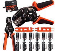 PEBA Crimping Pliers Solar Plug Set for 2.5/4/6 mm² Solar Panel PV Cable with Male/Female Solar Panel Cable Connector + Wrench for Solar Plug + Crimper for Solar System Photovoltaic + Wire Stripper