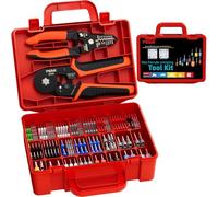 PEBA Ferrule Crimping Tool Kit, 33 Sizes, Hex Crimper & Wire Stripper | 33 Sizes Ferrules with Twin Ferrules, 0.25-10 mm², Crimping Range 0.08-10 mm², Complete Electrical Wiring Kit with Stripper