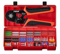 PEBA Ferrules Wire Crimping Tool Kit 21 Sizes with Twin Wire Ferrules, Ferrule Crimper Tool for 0.08-10mm²/AWG28-7 Self-Adjustable, Hexagonal Crimp Tool Set, Ratchet Terminal Crimper - Copper Ferrule