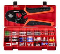 PEBA Ferrules Wire Crimping Tool Kit 28 Sizes with Twin Wire Ferrules, Ferrule Crimper Tool for 0.08-10mm²/AWG28-7 Self-Adjustable, Hexagonal Crimp Tool Set, Ratchet Terminal Crimper, Copper Ferrule