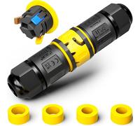 PEBA IP68 Waterproof Cable Connector, 3-Pin, Plug-in Waterproof Cable Connector, Cable Quick Connector with Plug and Socket for 4-12 mm, Connection Clamp with Lever Black, 1 Pack