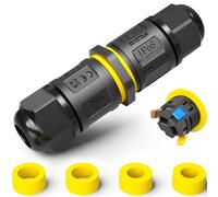 PEBA IP68 Waterproof Cable Connector Outdoor, 2 Way Waterproof Junction Box Outdoor Cable Connector, 3 Pins Wire Connector, Extension Electrical Cable Protector for Cable Diameter Ø4mm-12mm (1 Pack)