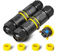PEBA IP68 Waterproof Cable Connector Outdoor, 2 Way Waterproof Junction Box Outdoor Cable Connector, 3 Pins Wire Connector, Extension Electrical Cable Protector for Cable Diameter Ø4mm-12mm (2 Pack)