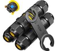 PEBA IP68 Waterproof Cable Connector Outdoor, 2 Way Waterproof Junction Box Outdoor Cable Connector, 3 Pins Wire Connector,Extension Electrical Cable Protector for Cable Diameter Ø4mm-12mm (3 Pack)