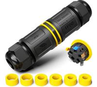 PEBA IP68 Waterproof Cable Connector Outdoor, 2 Way Waterproof Junction Box Outdoor Cable Connector, 5 Pins Wire Connector, Extension Electrical Cable Protector for Cable Diameter Ø4mm-14mm (1 Pack)