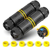PEBA IP68 Waterproof Cable Connector Outdoor, 2 Way Waterproof Junction Box Outdoor Cable Connector, 5 Pins Wire Connector, Extension Electrical Cable Protector for Cable Diameter Ø4mm-14mm (2 Pack)