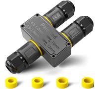 PEBA IP68 Waterproof Cable Connector Outdoor, 3 Way Waterproof Junction Box Outdoor Cable Connector, 3 Pins Wire Connector, Extension Electrical Cable Protector for Cable Diameter 4mm-12mm (1 Pack)