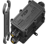 PEBA IP68 Waterproof Junction Box, 2-Way Outdoor Cable Connector, Wire Connectors, Extension Electrical Cable Protector for Cable Diameter 4mm-11mm Black (2 Pack)