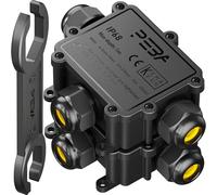PEBA IP68 Waterproof Junction Box 3-Way Outdoor Cable Electrical Connector Boxes, M25 Plastic Connector Electrical for 4-14MM Diameter Cable ,Electrical Cable Connecto,Black 2 packs