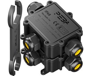 PEBA IP68 Waterproof Junction Box 3-Way Outdoor Cable Electrical Connector Boxes, M25 Plastic Connector Electrical for 4-14MM Diameter Cable ,Electrical Cable Connecto,Black 2 packs