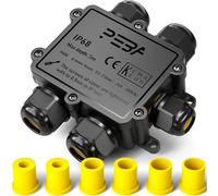 PEBA® IP68 Waterproof Junction Box, 5-Way Outdoor Cable Connector, Wire Extension Electrical Protector for Cable Diameter Ø4mm-14mm Black
