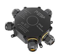 PEBA® IP68 Waterproof Junction Box, Big 5-Way Outdoor Wire Connectors, Extension Electrical Cable Protector for Cable Diameter Ø4mm-14mm Black