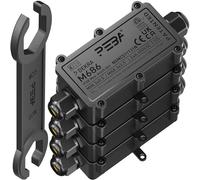 PEBA® IP68 Waterproof Junction Box, Outdoor 2-Way Wire Protectors (4 Pack, Ø4mm-12mm Black)