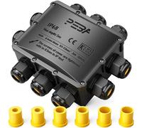 PEBA® IP68 Waterproof Junction Box, Outdoor Cable Connector - 10-Way Extension Electrical Cable Protector for Ø4mm-14mm Black