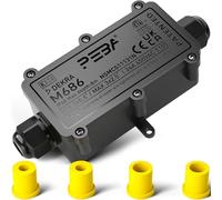 PEBA® IP68 Waterproof Junction Box, Outdoor Wire Connector, Extension Cable Protector for Cable Diameter Ø4mm-12mm Black (1 Pack)