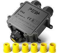 PEBA® IP68 Waterproof Junction Box,Waterproof Cable Connector Outdoor, 3-Way Outdoor Cable Connectors, Wire Connector,Extension Electrical Cable Protector for Cable Diameter Ø4mm-14mm Black(1 Pack)