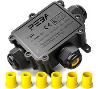 PEBA® IP68 Waterproof Junction Box,Waterproof Cable Connector Outdoor, 3-Way Outdoor Cable Connectors, Wire Connector,Extension Electrical Cable Protector for Cable Diameter Ø4mm-14mm Black