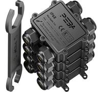 PEBA IP68 Waterproof Junction Box,Waterproof Cable Connector Outdoor, 4-Way Outdoor Cable Connectors, Wire Connector,Extension Electrical Cable Protector for Cable Diameter Ø4mm-14mm Black(4 Pack)