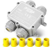 PEBA® IP68 Waterproof Junction Box,Waterproof Cable Connector Outdoor, 4-Way Outdoor Cable Connectors, Wire Connector,Extension Electrical Cable Protector for Cable Diameter Ø4mm-14mm Grey(1 Pack)