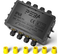 PEBA® IP68 Waterproof Junction Box,Waterproof Cable Connector Outdoor, 8-Way Outdoor Cable Connectors, Wire Connector,Extension Electrical Cable Protector for Cable Diameter Ø4mm-14mm Black