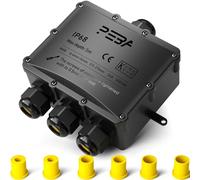 PEBA IP68 Waterproof Junction Box, Waterproof Cable Connector Outdoor, Big 4-Way Outdoor Cable Connectors, Wire Connector, Extension Electrical Cable Protector for Cable Diameter 4 mm-14 mm Black