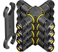 PEBA IP68 Waterproof Outdoor Cable Connector - 4 Way Waterproof Junction Box, 3 Pin Wire Connector, Extension Cable Protector for 4mm-12mm (4 Pack)